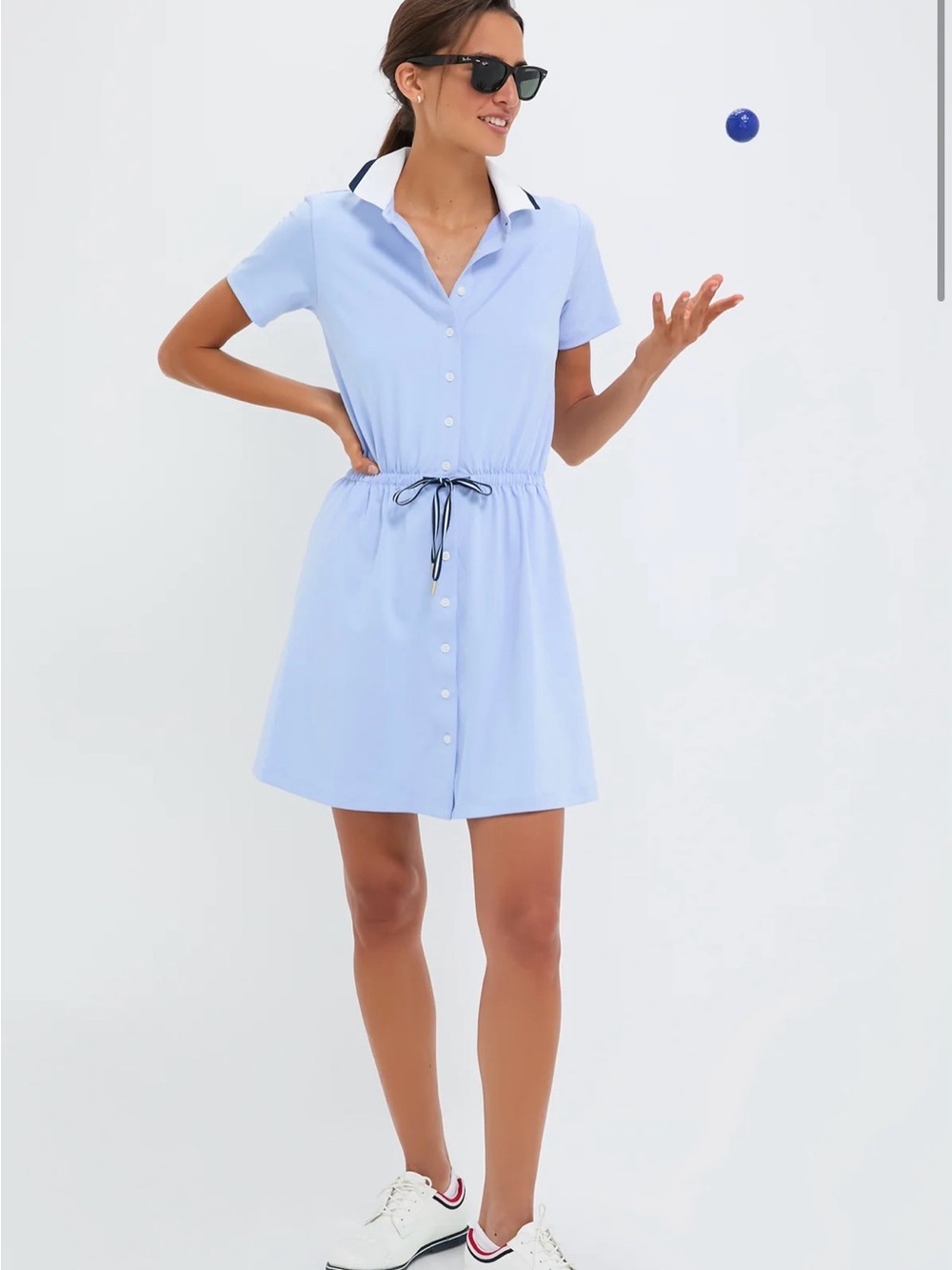 Light Blue Short Sleeve Performance Jersey Alcott Golf Dress - Picture 2 of 5